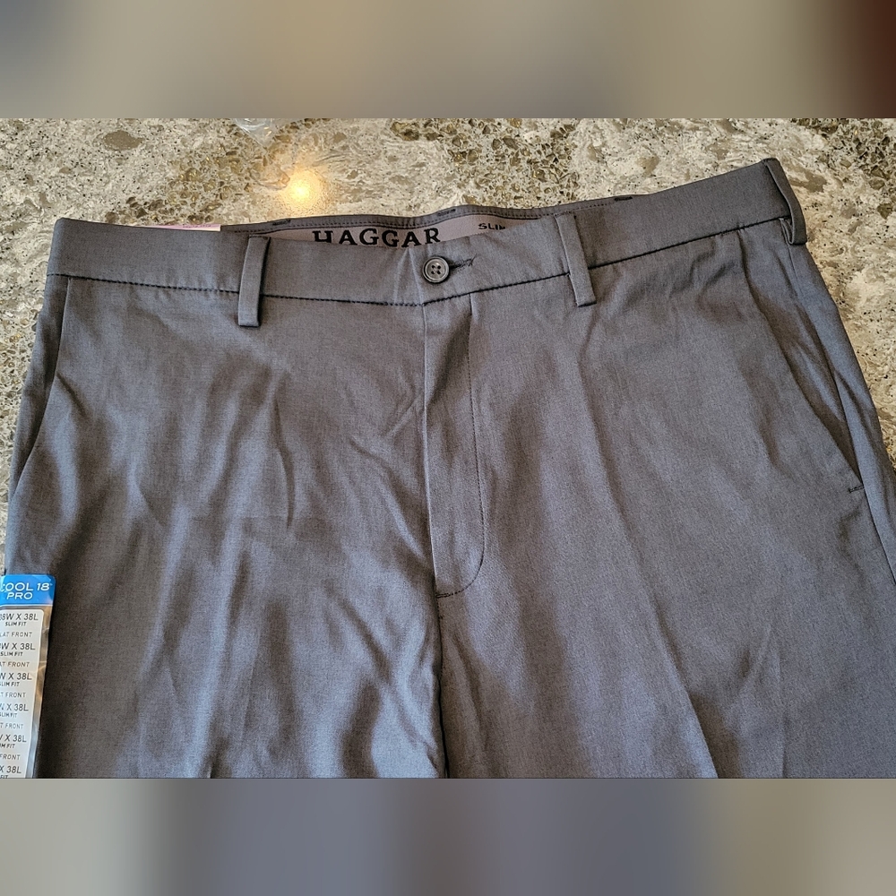 Haggar Cool 18 Pro Slim Fit Dress Pants W38 Length 38